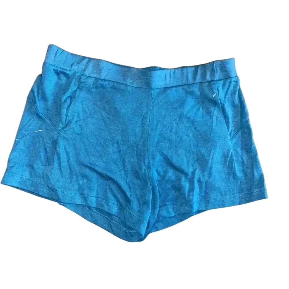 Bright Turquoise Athletic Shorts Elastic Waist Workout Running Loungewear F10